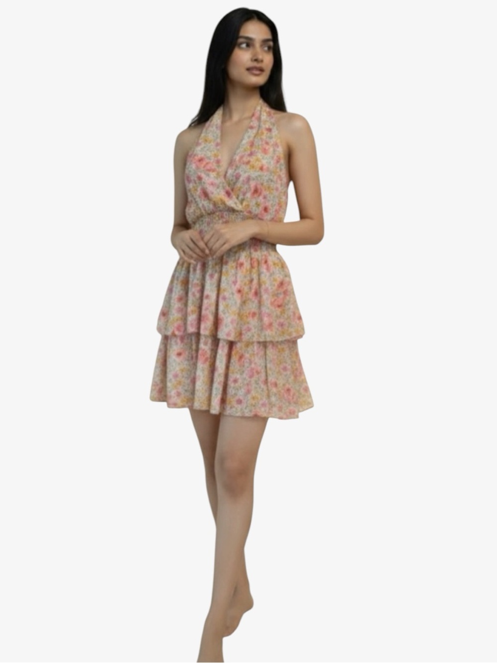 Lavender Cassandra Mini Dress, Coral Multi